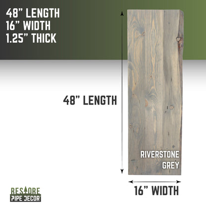 RESTORE Riverstone Grey Solid Live Edge Wood Console Tabletop PIPE DECOR