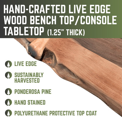 RESTORE Sunset Cedar Solid Live Edge Wood Console Tabletop PIPE DECOR
