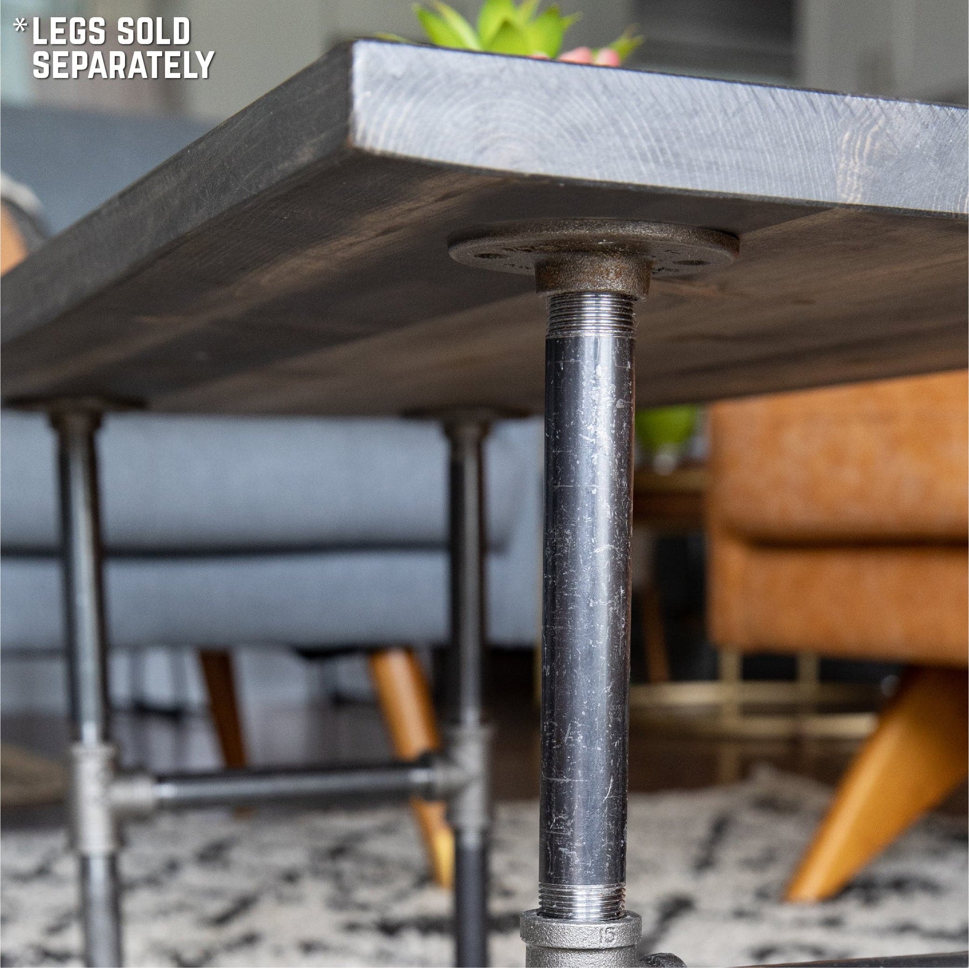 RESTORE Boulder Black Solid Wood Coffee Tabletop PIPE DECOR