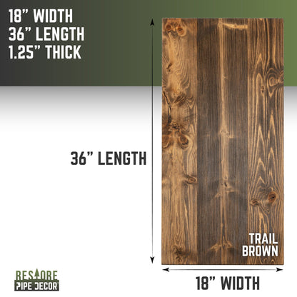 RESTORE Trail Brown Solid Wood Coffee Tabletop PIPE DECOR