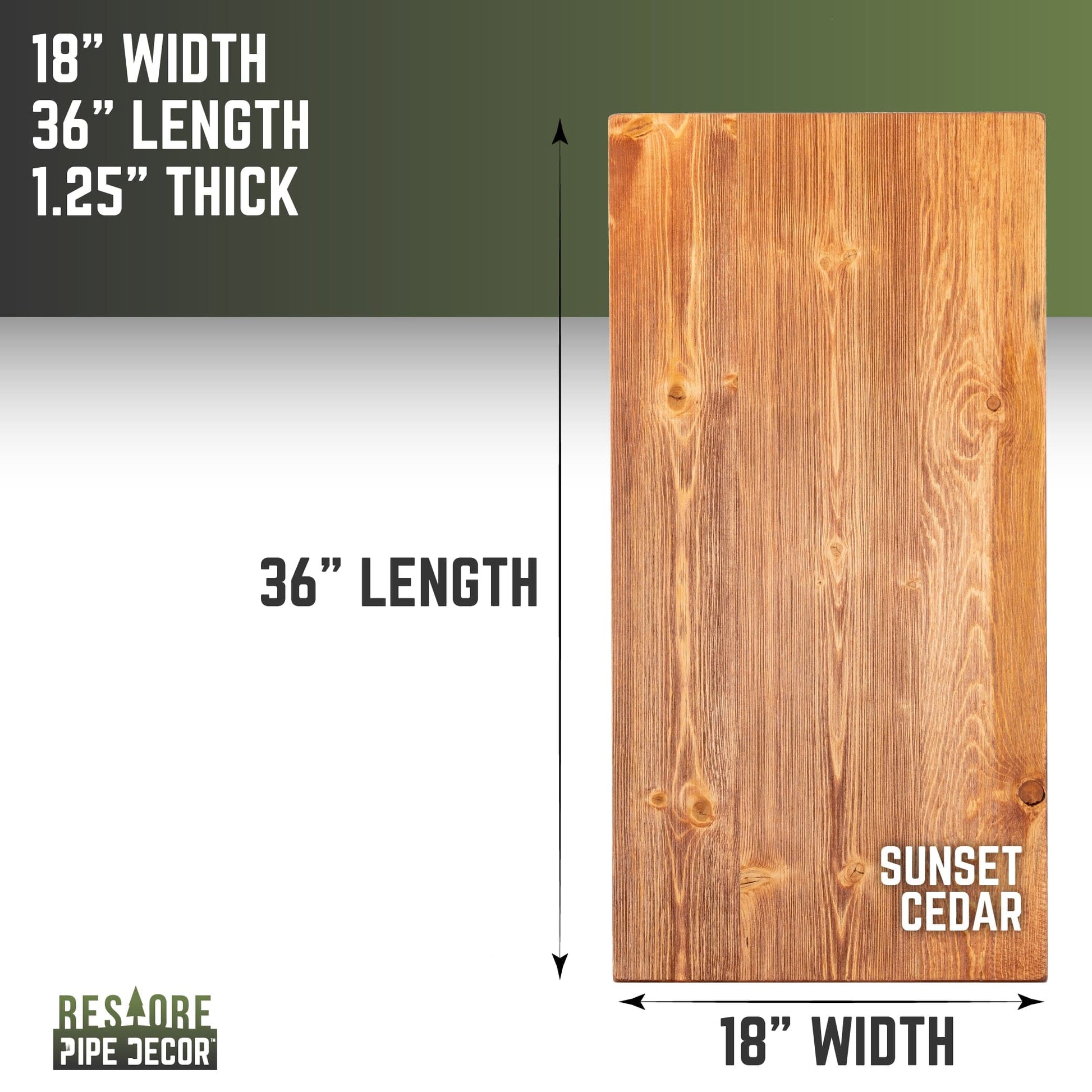 RESTORE Sunset Cedar Solid Wood Coffee Tabletop PIPE DECOR