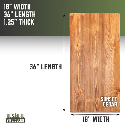 RESTORE Sunset Cedar Solid Wood Coffee Tabletop PIPE DECOR