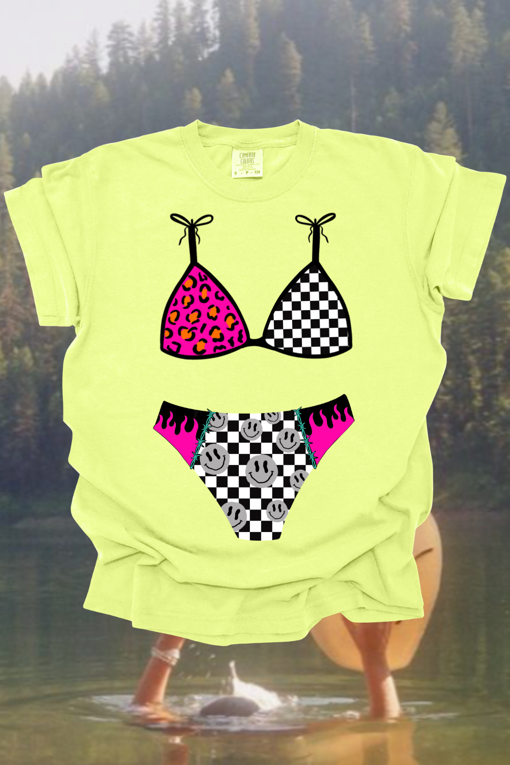 Checkered Flame Bikini Graphic Tee Spurs & Spades Boutique