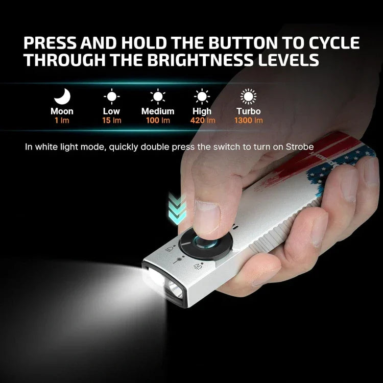 OLIGHT ARKFELDPRO3RSTARS Arkfeld Pro Flat EDC Flashlight with LED Light UV and Laser - Stars & Stripes Edition VM Hardware