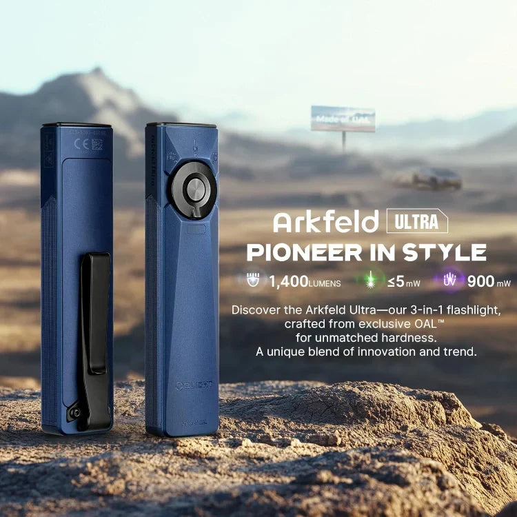 OLIGHT ARKFELDULTRA3RNBCW Arkfeld Ultra 3-in-1 EDC Flashlight with O-aluminum Material  Color - Navy Blue NW(4000K~5000K) VM Hardware