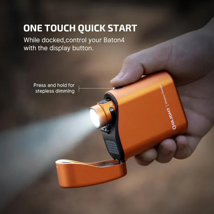OLIGHT BATON4KITOG Baton 4 Powerful EDC Flashlight 1300 Lumens - Orange-Premium (With Charging Case) VM Hardware