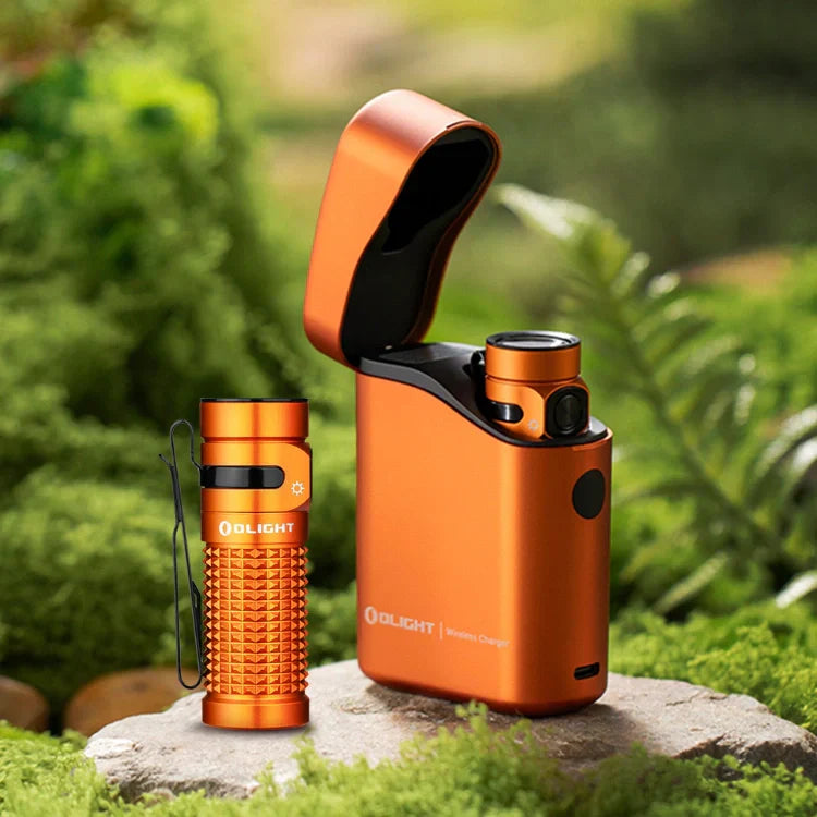 OLIGHT BATON4KITOG Baton 4 Powerful EDC Flashlight 1300 Lumens - Orange-Premium (With Charging Case) VM Hardware