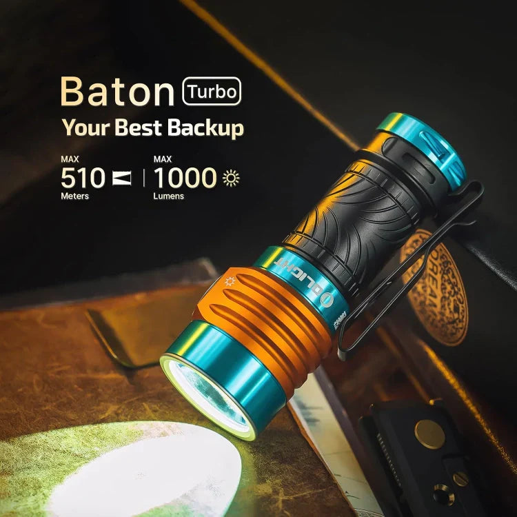 OLIGHT BATONTURBOROADSTER Baton Turbo Compact EDC Flashlight with 510m Long-Range Beam - Roadster VM Hardware