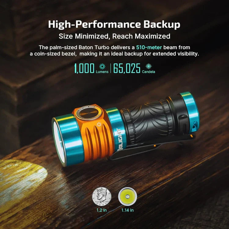 OLIGHT BATONTURBOROADSTER Baton Turbo Compact EDC Flashlight with 510m Long-Range Beam - Roadster VM Hardware