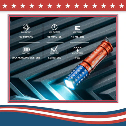OLIGHT I3ESTARSSTRIPES i3E EOS Keychain Flashlight - Stars & Stripes Edition VM Hardware