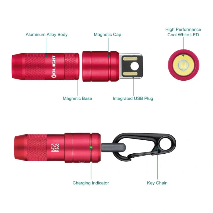 OLIGHT IMINI2PR imini 2 Rechargeable Mini Flashlight - Passionate Red VM Hardware