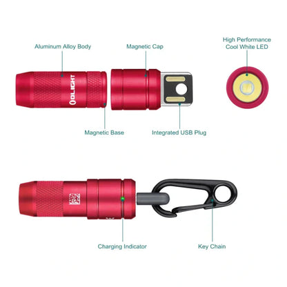 OLIGHT IMINI2PR imini 2 Rechargeable Mini Flashlight - Passionate Red VM Hardware
