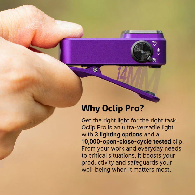 OLIGHT OCLIPPROPU Oclip Pro Clip on Flashlight with Floodlight - Purple VM Hardware