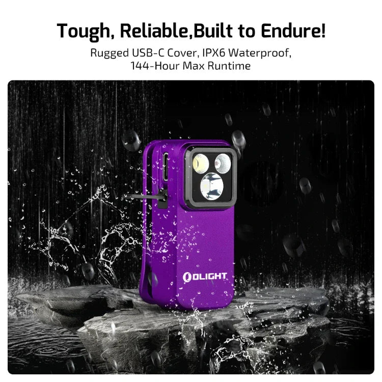 OLIGHT OCLIPPROPU Oclip Pro Clip on Flashlight with Floodlight - Purple VM Hardware