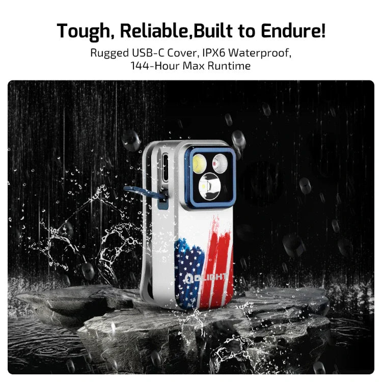 OLIGHT OCLIPPROSTARS Oclip Pro Clip on Flashlight with Floodlight Spotlight and Red Light - Stars & Stripes Edition VM Hardware