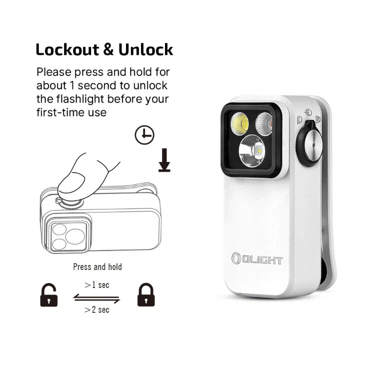 OLIGHT OCLIPPROWH Oclip Pro Clip on Flashlight with Floodlight - White VM Hardware