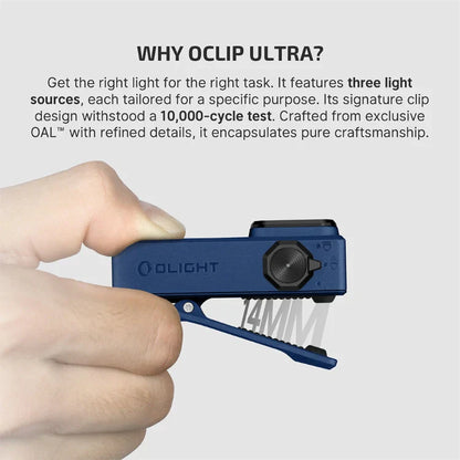 OLIGHT OCLIPULTRANVBU Oclip Ultra Clip-On EDC Light with Flood, Spot, and UV Modes - Navy Blue VM Hardware
