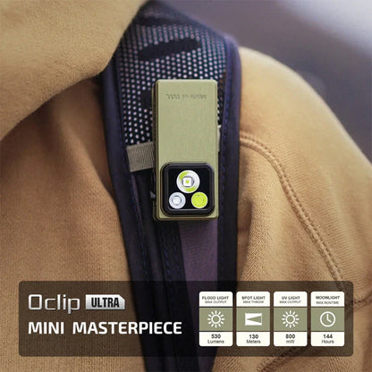 OLIGHT OCLIPULTRAOAL Oclip Ultra Clip-On EDC Light with Flood, Spot, and UV Modes - Olive Green VM Hardware