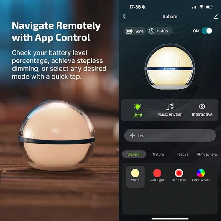 OLIGHT SPHEREC Sphere Ambient Light with App Control - Blue VM Hardware