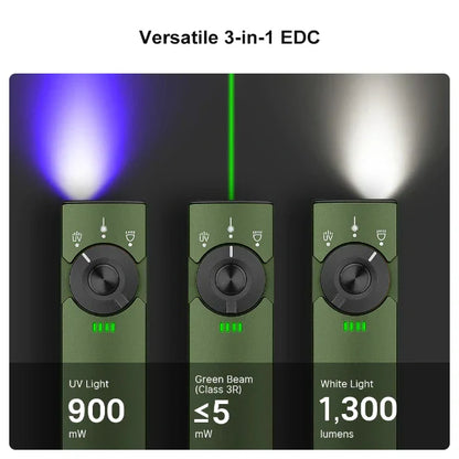 OLIGHT ARKFELDPRO3RODGV3 Arkfeld Pro Flat EDC Flashlight with LED Light UV and Laser - OD Green VM Hardware