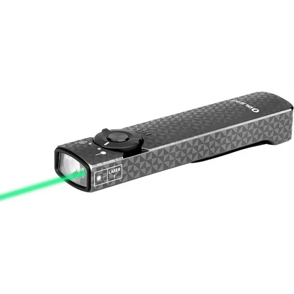 OLIGHT ARKFELDPWGMGCW Arkfeld Flat Flashlight with Green Laser & White Light - Pinwheel Gunmetal Grey VM Hardware