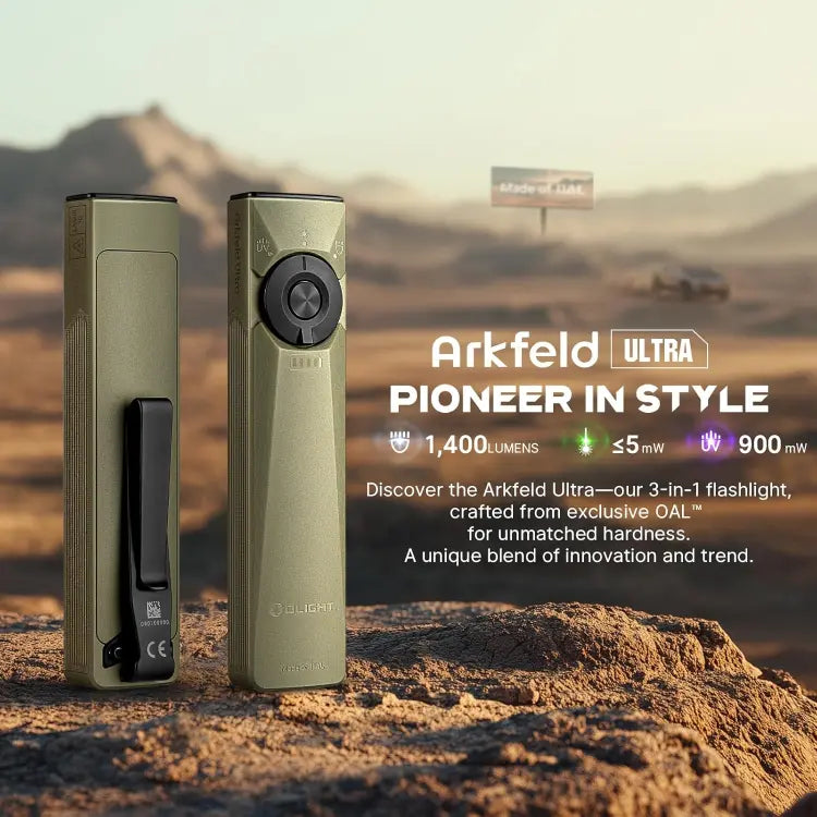 OLIGHT ARKFELDULTRAOLG Arkfeld Ultra 3-in-1 EDC Flashlight with O-aluminum Material - Olive Green CW(5700K~6700K) VM Hardware