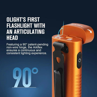 OLIGHT ARKFLEXOGSK Arkflex Adjustable Right Angle Flashlight - Orange Skeleton VM Hardware