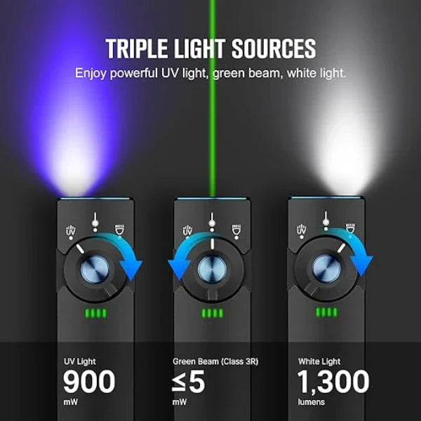 OLIGHT ARKFELDPRO3RBKCWV3 Arkfeld Pro Flat EDC Flashlight with LED Light UV and Laser - Black VM Hardware