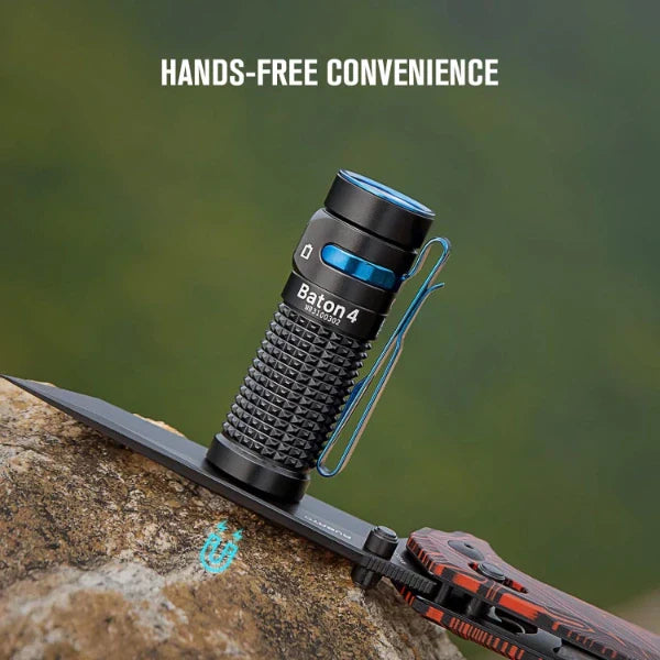 OLIGHT BATON4KITBK Baton 4 Powerful EDC Flashlight 1300 Lumens - Black - Premium (With Charging Case) VM Hardware