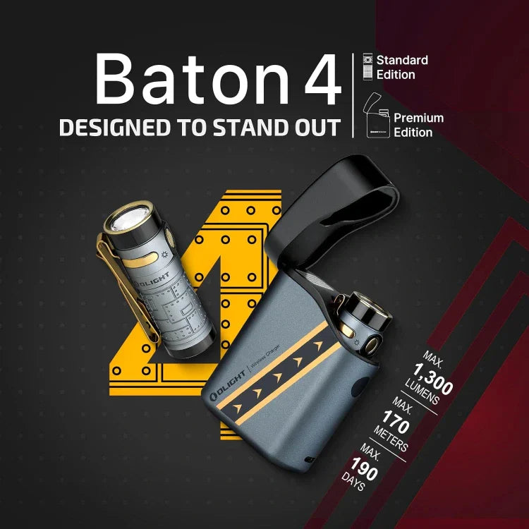 OLIGHT BATON4KITFTPL Baton 4 Powerful EDC Flashlight 1300 Lumens - Fighter Pilot-Premium VM Hardware