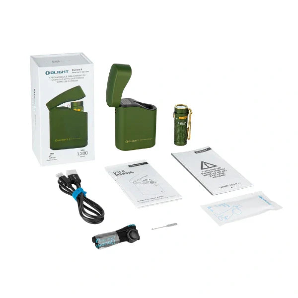 OLIGHT BATON4KITODG Baton 4 Powerful EDC Flashlight 1300 Lumens - OD Green - Premium (With Charging Case) VM Hardware