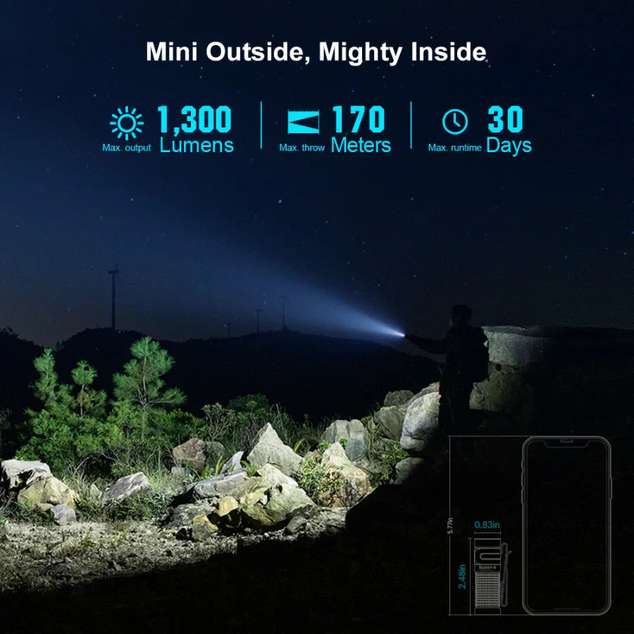 OLIGHT BATON4KITRGBU Baton 4 Powerful EDC Flashlight 1300 Lumens - Regal Blue - Premium (With Charging Case) VM Hardware