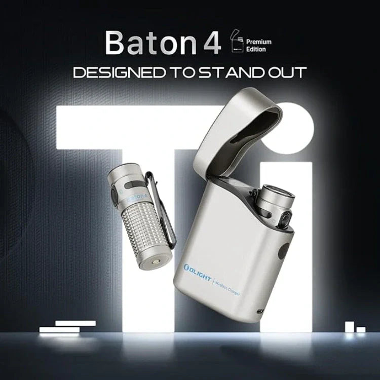 OLIGHT BATON4KITTI Baton 4 Powerful EDC Flashlight 1300 Lumens - Ti-Premium (With Charging Case) VM Hardware