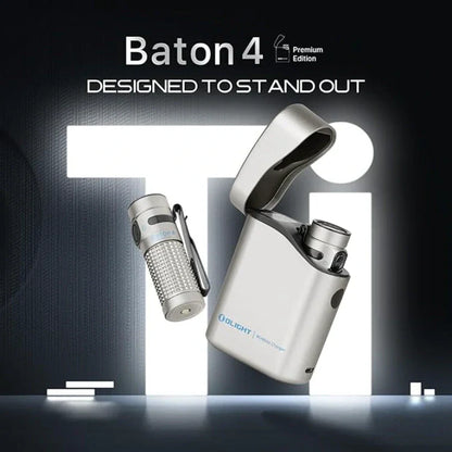 OLIGHT BATON4KITTI Baton 4 Powerful EDC Flashlight 1300 Lumens - Ti-Premium (With Charging Case) VM Hardware