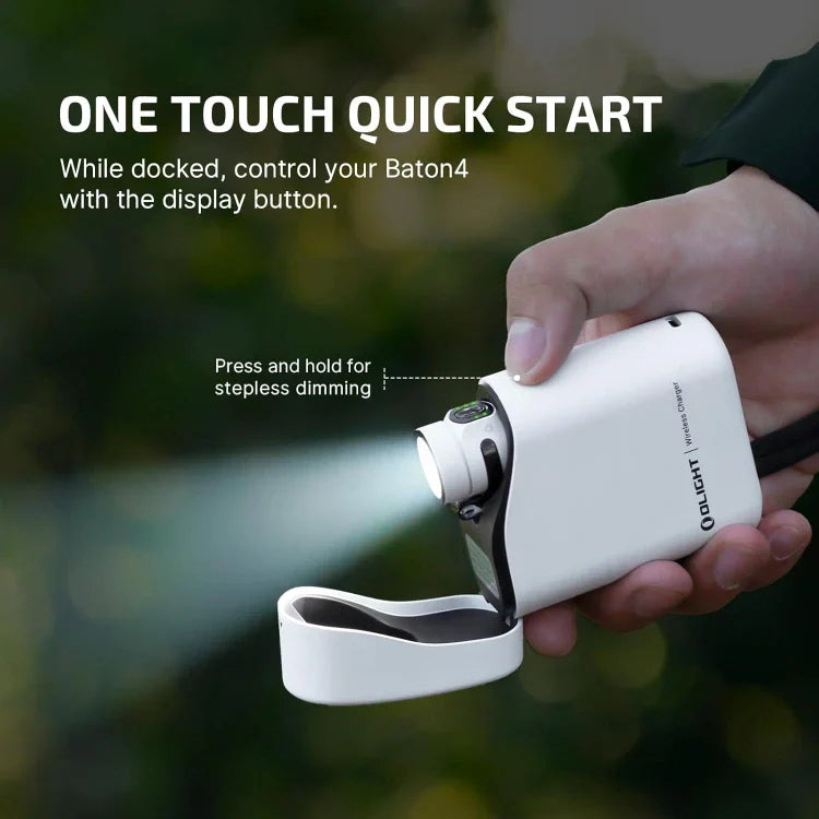 OLIGHT BATON4KITWH Baton 4 Powerful EDC Flashlight 1300 Lumens - White-Premium (With Charging Case) VM Hardware