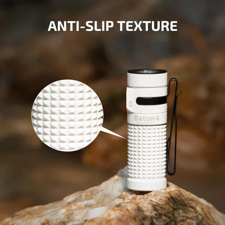 OLIGHT BATON4KITWH Baton 4 Powerful EDC Flashlight 1300 Lumens - White-Premium (With Charging Case) VM Hardware