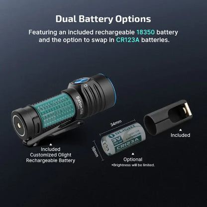 OLIGHT BATONTURBOBKRGL Baton Turbo Compact EDC Flashlight with 510m Long-Range Beam - Black VM Hardware