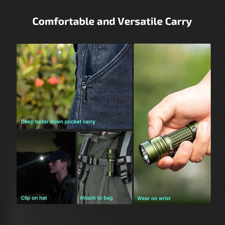 OLIGHT BATONTURBOODGRGL Baton Turbo Compact EDC Flashlight with 510m Long-Range Beam - OD Green VM Hardware