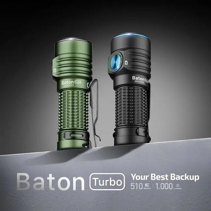 OLIGHT BATONTURBOODGRGL Baton Turbo Compact EDC Flashlight with 510m Long-Range Beam - OD Green VM Hardware