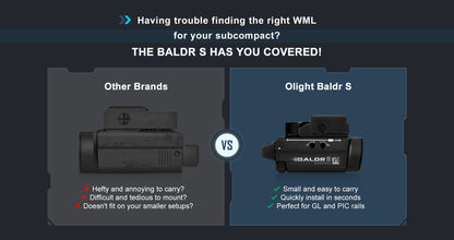OLIGHT BALDRSBK Baldr S Rail Mounted Light 800 Lumens VM Hardware