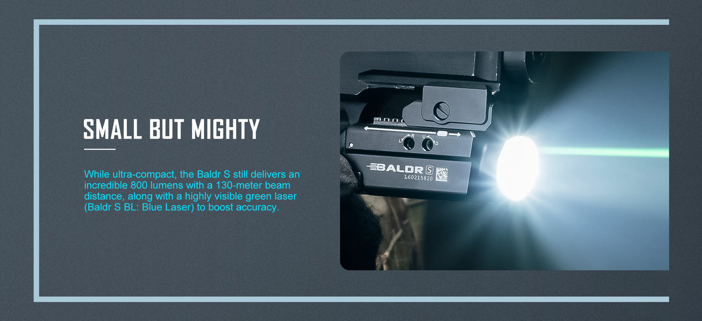 OLIGHT BALDRSBK Baldr S Rail Mounted Light 800 Lumens VM Hardware