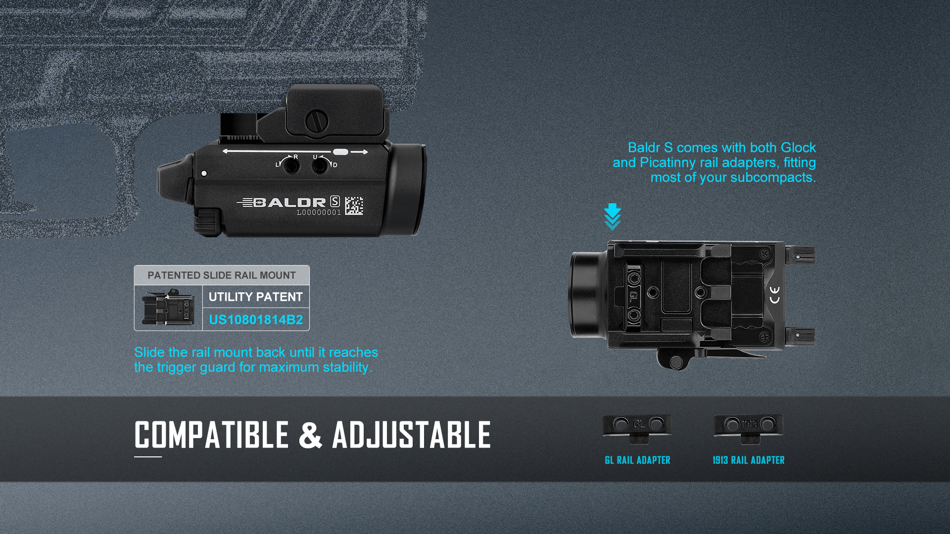 OLIGHT BALDRSBK Baldr S Rail Mounted Light 800 Lumens VM Hardware