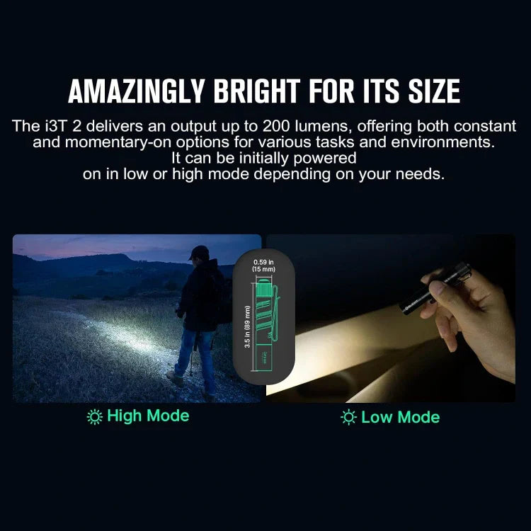 OLIGHT I3T2BK i3T 2 EOS Small EDC Flashlight - Black VM Hardware