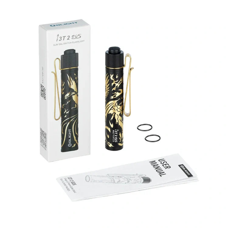 OLIGHT I3T2DGPNGDBK i3T 2 EOS Small EDC Flashlight - Dragon & Phoenix Golden Black VM Hardware