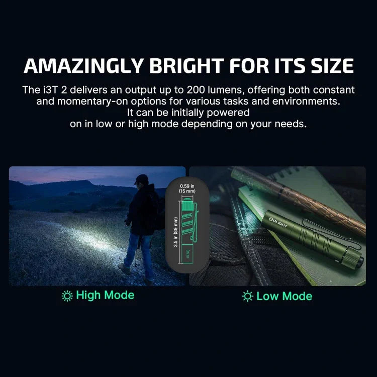 OLIGHT I3T2ODG i3T 2 EOS Small EDC Flashlight - OD Green VM Hardware