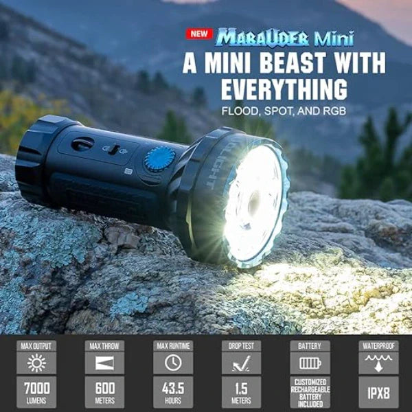 OLIGHT MARAUDERMINIBK Marauder Mini Powerful LED Flashlight With RGB - Black VM Hardware