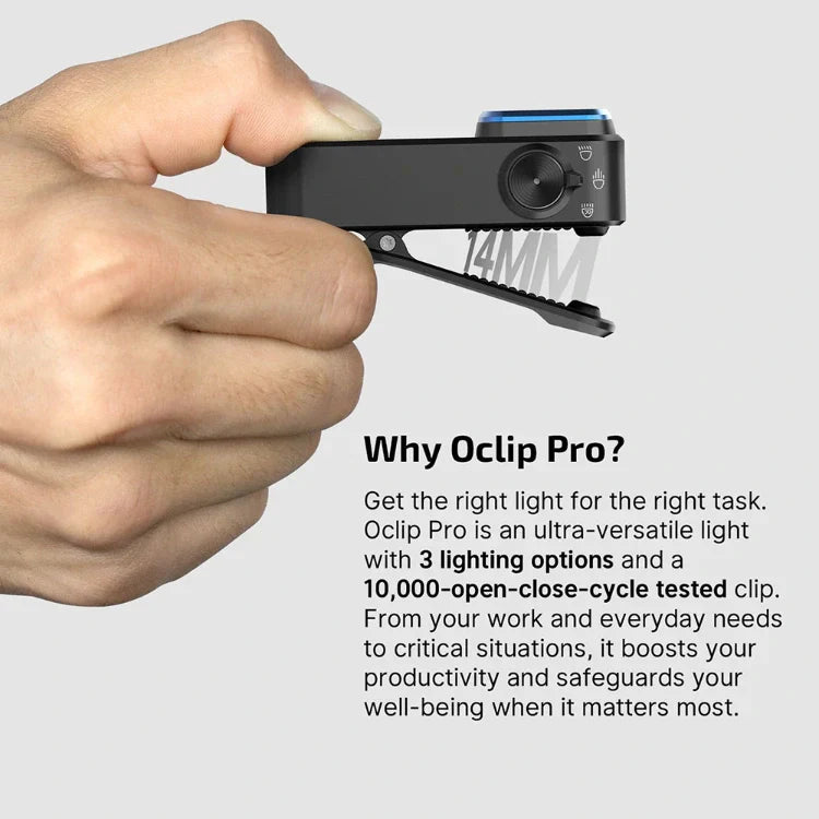 OLIGHT OCLIPPROBKC2M Oclip Pro Clip on Flashlight with Floodlight Spotlight and Red Light - Black VM Hardware