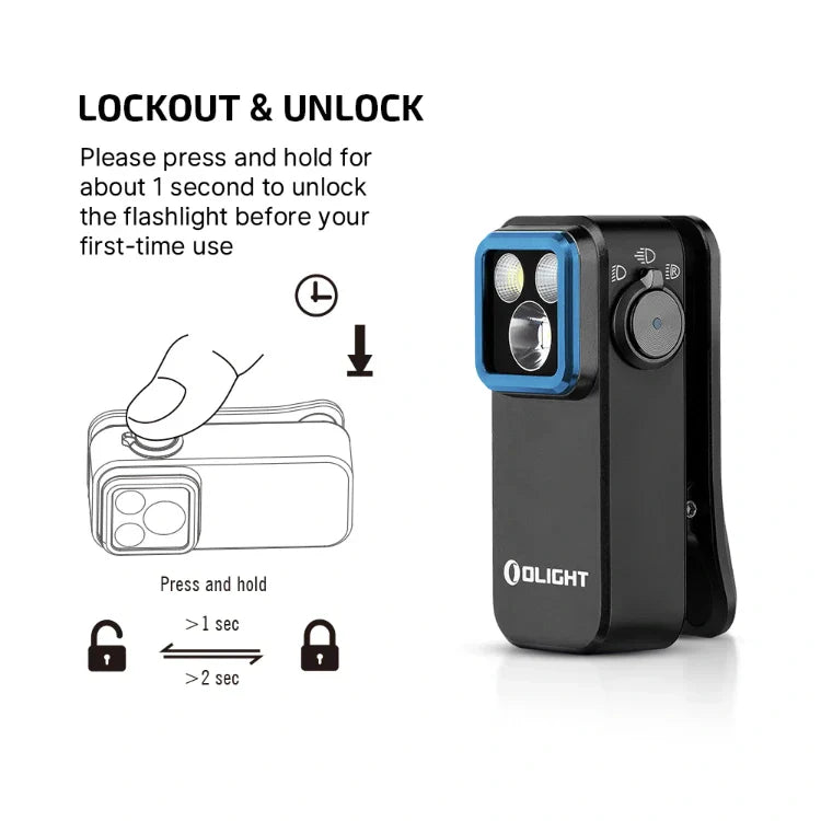OLIGHT OCLIPPROBKC2M Oclip Pro Clip on Flashlight with Floodlight Spotlight and Red Light - Black VM Hardware