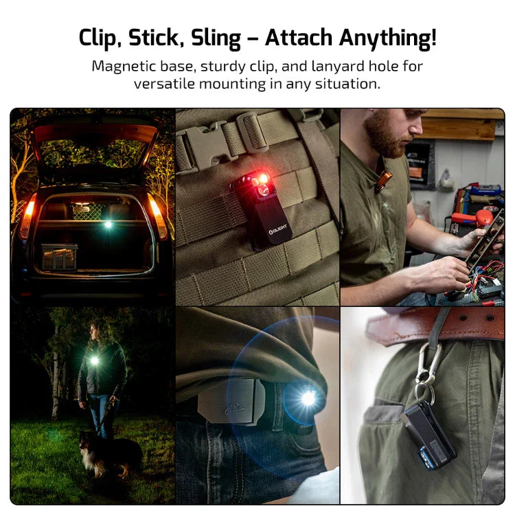 OLIGHT OCLIPPROBKC2M Oclip Pro Clip on Flashlight with Floodlight Spotlight and Red Light - Black VM Hardware
