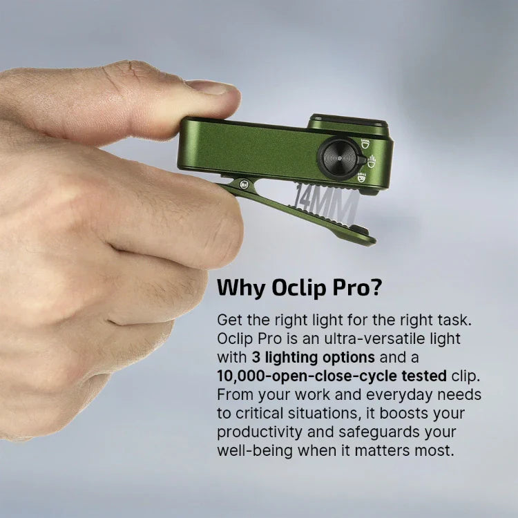 OLIGHT OCLIPPROODGC2M Oclip Pro Clip on Flashlight with Floodlight Spotlight and Red Light - OD Green VM Hardware